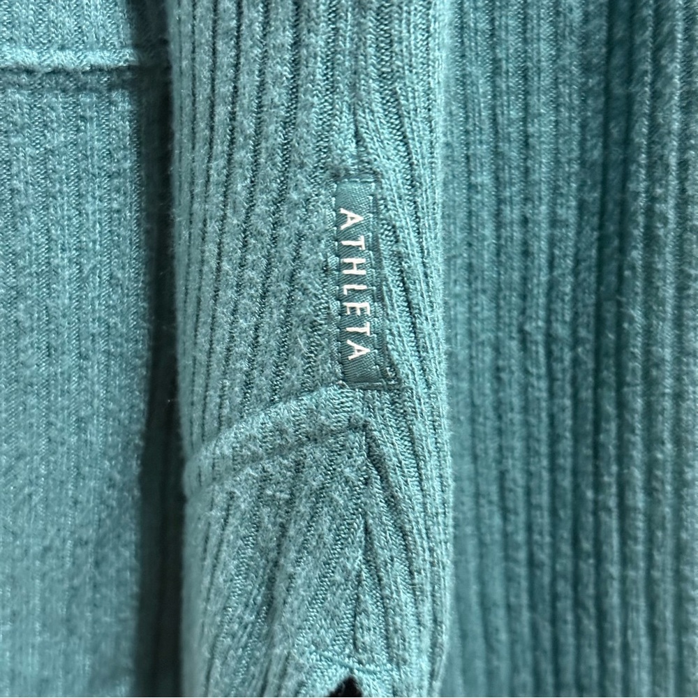 Athleta Harmony Pose Wrap Long Cardigan Hoodie‎ Teal Blue Large Oversized Lounge - Picture 8 of 11